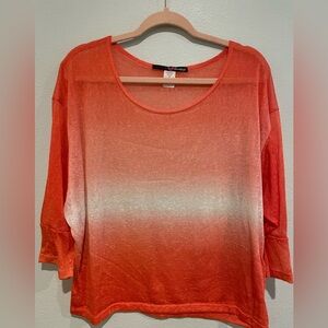 Made for me to look Amazing Coral and white Ombré sheer top.  Size 1X